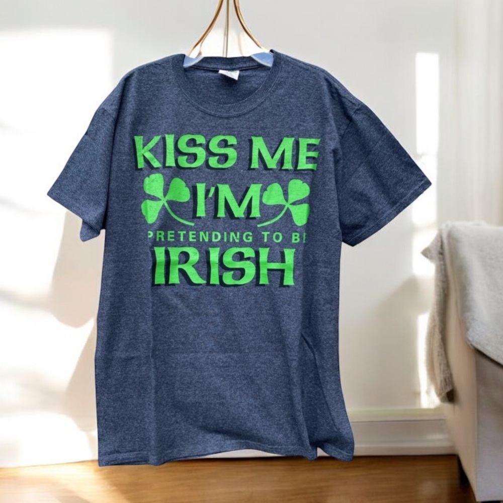 Saint patrick's Gray Graphic Tee with Green Print